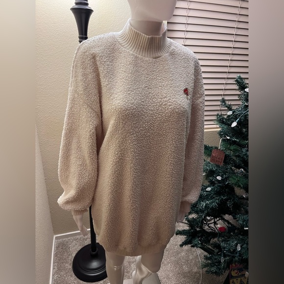 SHEIN mushroom 🍄 patch fleece long sleeve mini dress size M - Picture 4 of 7